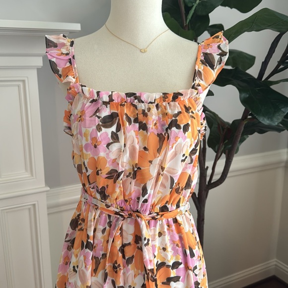 Donna Morgan Floral Tie Waist Maxi Dress w Belt - Picture 2 of 5